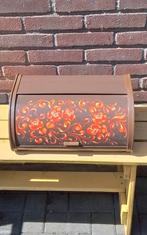 💐HIPPE BROODTROMMEL BRUIN MET ORANJE BLOEMETJES JAREN 70, Ophalen of Verzenden, Zo goed als nieuw