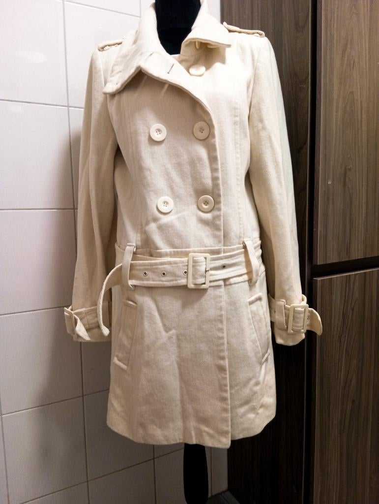 Klassieke Pimkie Trenchcoat Crème/Beige - Maat 38 (M) - ZGAN, Kleding | Dames, Jassen | Winter, Maat 38/40 (M), Beige, Ophalen of Verzenden