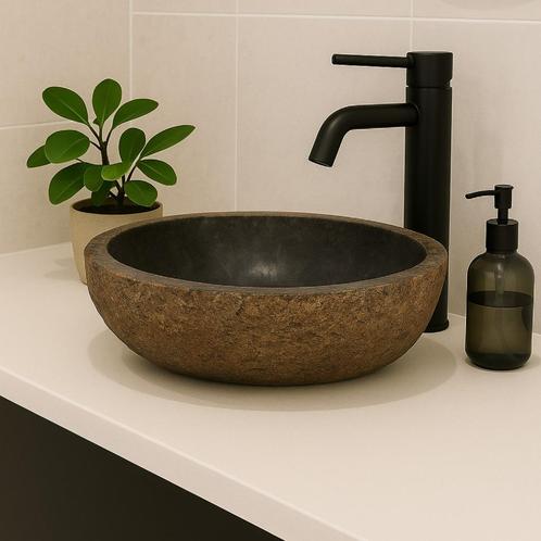 Wasbak | Wastafel | Natuursteen | 40-45x30-35cm | Ovaal |, Doe-het-zelf en Verbouw, Sanitair, Nieuw, Wastafel, Steen, Ophalen of Verzenden