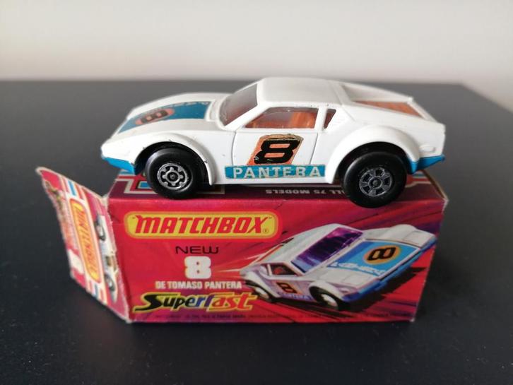 Lesney Matchbox Superfast #8 De Tomaso Pantera in doosje, Hobby en Vrije tijd, Modelauto's | Overige schalen, Auto, Ophalen of Verzenden