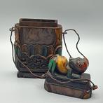 Vintage Tribal Indonesië Houten Medicijn Box Tas Hond 18cmh, Ophalen of Verzenden