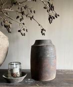 Oude houten pot kruik Aura Peeperkorn stoer sober landelijk, Huis en Inrichting, Woonaccessoires | Overige, Verzenden, Nieuw