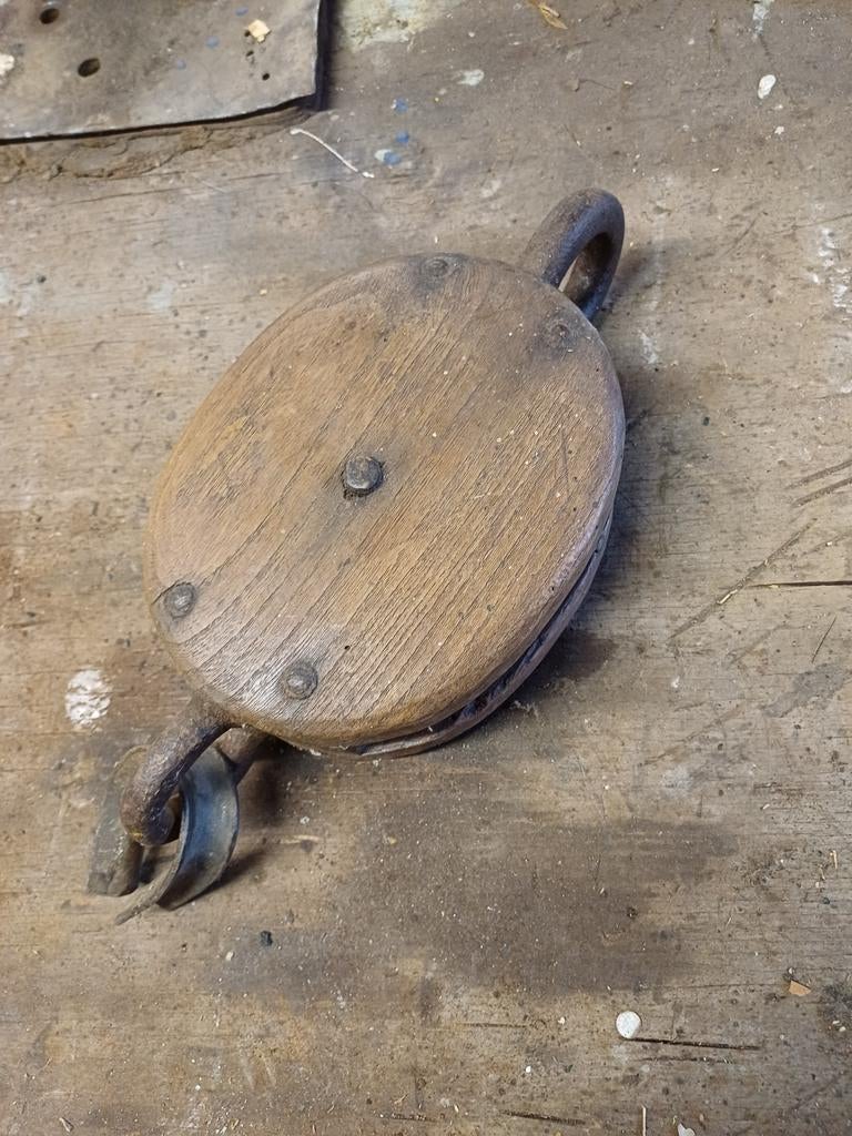 Oude houten katrol, Ophalen of Verzenden