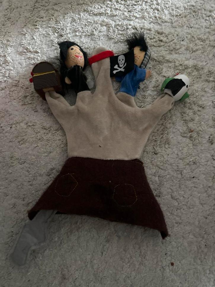 Handpop met 5 vingerpoppetjes, Kinderen en Baby's, Speelgoed | Poppen, Gebruikt, Overige typen, Ophalen of Verzenden