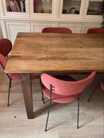 Massief houten eettafel 200x100 cm, Ophalen, 50 tot 100 cm, Zo goed als nieuw, Vijf personen of meer