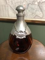 Brocante met Tin beklede Cognac fles met label, Antiek en Kunst, Ophalen of Verzenden