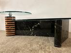 Vintage marmer en glas salontafel (Mid-century), Huis en Inrichting, Tafels | Salontafels, Ophalen, Overige materialen, Gebruikt