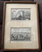 Dubbele prent met afbeeldingen Kostverloren en Ouderkerk, Antiek en Kunst, Ophalen of Verzenden