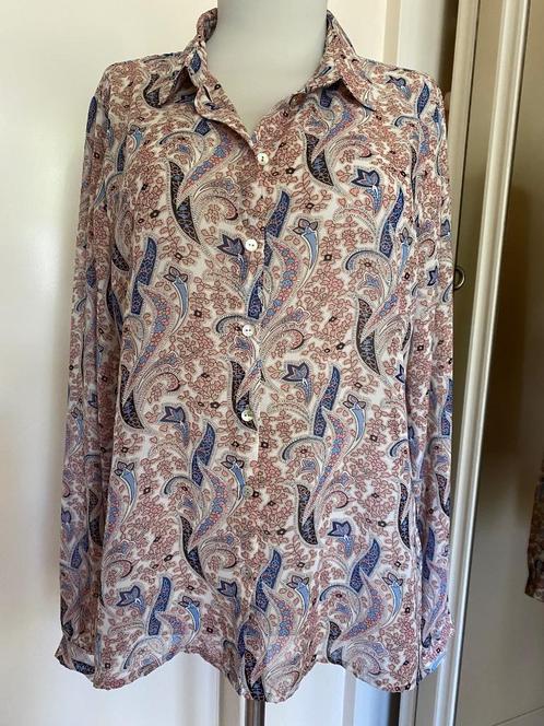 blouse Esqualo 42 creme/blauw/roze, Kleding | Dames, Blouses en Tunieken, Zo goed als nieuw, Maat 42/44 (L), Blauw, Verzenden