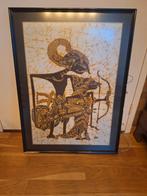 Vintage Batik Schilderij met Houten Frame, Ophalen of Verzenden
