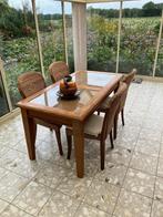 Set kasten, tafel en stoelen rotan, Huis en Inrichting, Ophalen of Verzenden, Gebruikt, Bruin
