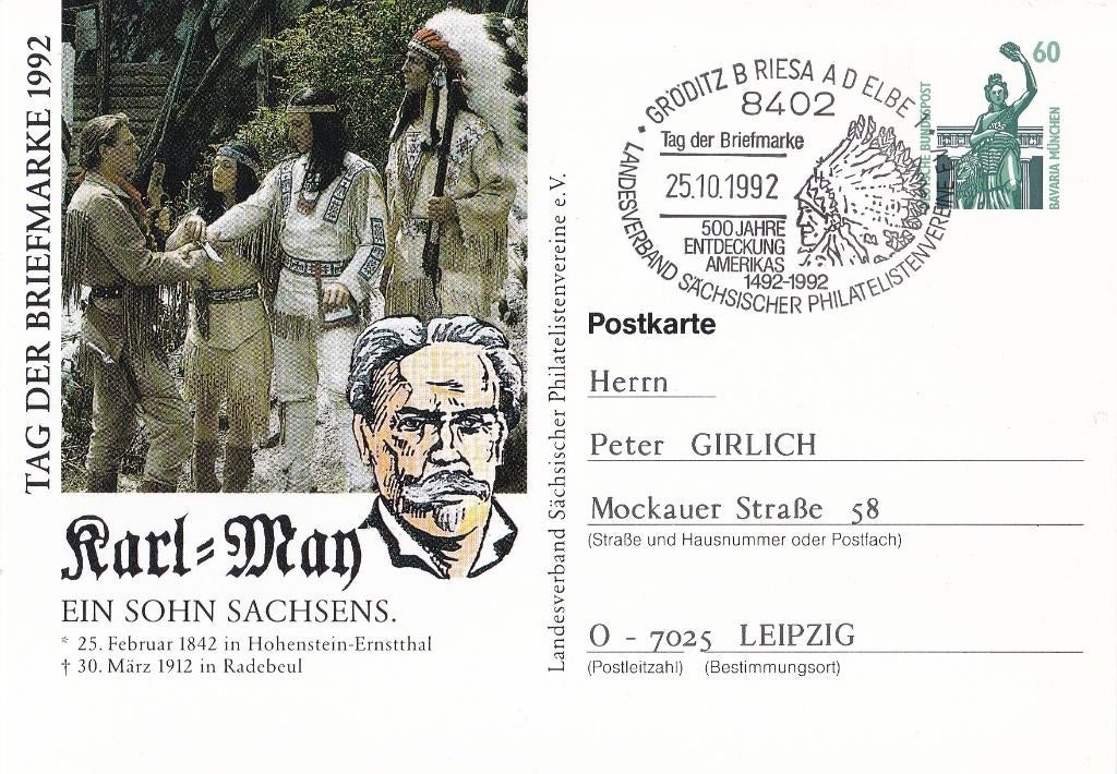 Duitsland – Postkarte – Tag der Briefmarke 1992, Verzenden, Briefkaart
