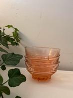3 art deco schaaltjes oranje roze persglas, Ophalen of Verzenden