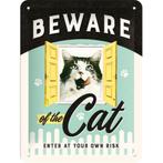 Beware of the cat kat relief reclamebord van metaal wandbord
