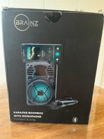 BRAINZ Karaoke Boombox met Microfoon - Nieuwstaat!, Ophalen of Verzenden, Zo goed als nieuw, Complete set