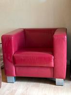 Rode lederen kubus stoel, Huis en Inrichting, Fauteuils, Ophalen, Zo goed als nieuw, Leer, 75 tot 100 cm