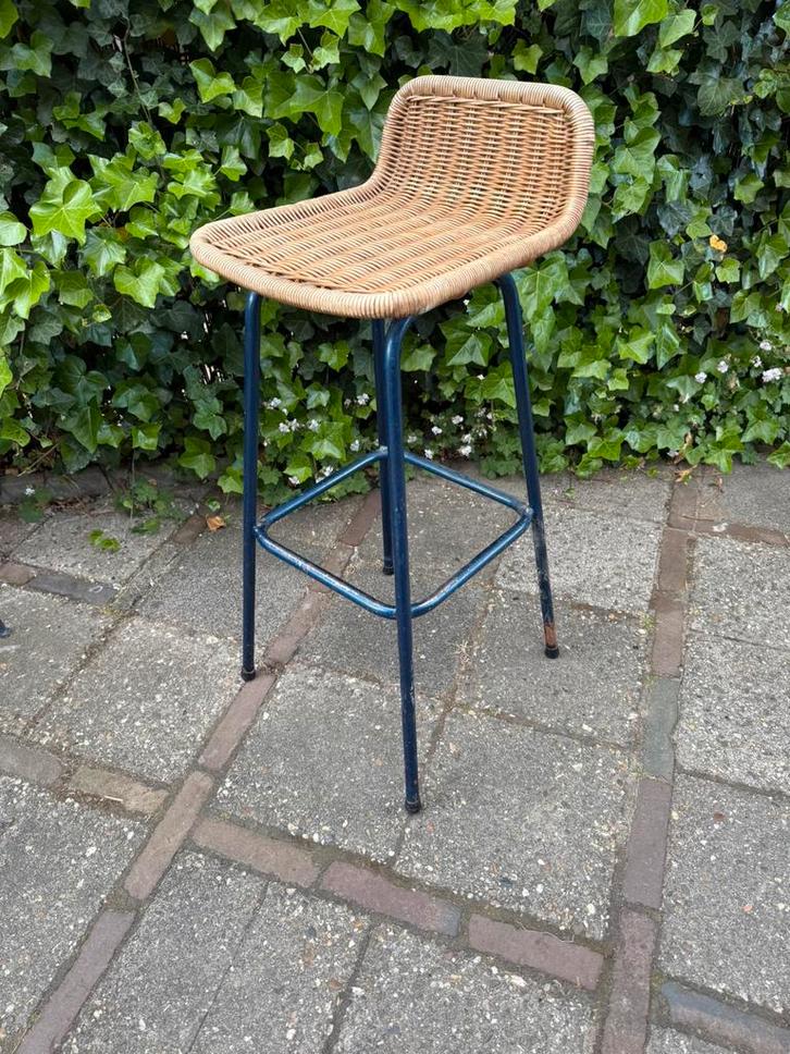 Vintage Rohe Barkruk Dirk van Sliedregt ZH 76cm, Huis en Inrichting, Barkrukken, Gebruikt, 60 tot 90 cm, Riet, 1 kruk, Ophalen of Verzenden