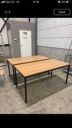 Mooi Houten bureau met stalen poten 160x80x78 2x, Ophalen of Verzenden, Zo goed als nieuw