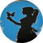 Banksy vrouw vlinder Muurcirkel 80x80 Kunststof + Ophangsyst, Nieuw, Verzenden