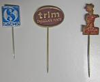 3 Speldjes Flipje Rijno - Trim Chocolade - Sachs, Verzamelen, Speldjes, Pins en Buttons, Ophalen of Verzenden, Gebruikt, Overige onderwerpen