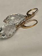 Gouden oorbellen Quarz Kristal, Met kristal, Hangers, Verzenden, Zo goed als nieuw