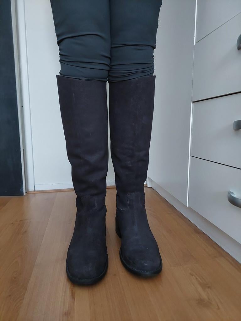 Hoge ruw leren laarzen maat 41 Réne van der Wijck, Ophalen of Verzenden, Zo goed als nieuw, Grijs, Hoge laarzen