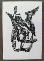 Exlibris R.E. Hanrath (Jan Dik, 1968) (naakt, man, vogel), Ophalen of Verzenden
