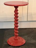 Retro houten bijzettafeltje met Gedraaide Poot, Huis en Inrichting, Tafels | Bijzettafels, 45 tot 60 cm, Minder dan 55 cm, Rond