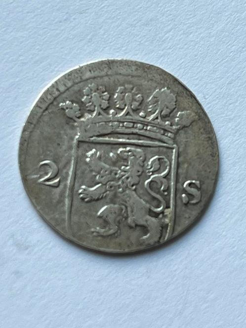 Holland dubbele stuiver 1780, Postzegels en Munten, Munten | Nederland, Losse munt, Overige waardes, Vóór koninkrijk, Zilver, Ophalen of Verzenden
