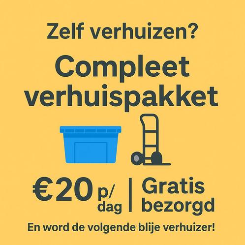 Zelf verhuizen? Compleet verhuispakket gratis bezorgd/ophaal, Doe-het-zelf en Verbouw, Kratten en Dozen, Nieuw, Doos, Minder dan 35 cm