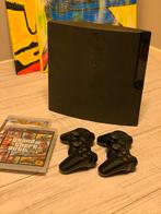 PlayStation 3 slim PS3 320gb incl 2 controllers & games, Spelcomputers en Games, Met games, Zwart, Met 2 controllers, Ophalen of Verzenden