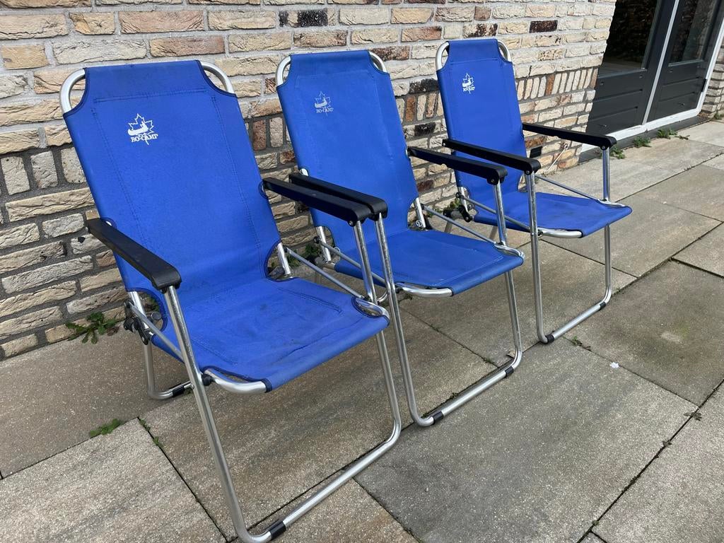 3 Blauwe Bo-Camp Campingstoelen - Handig voor Camper/Caravan, Caravans en Kamperen, Kampeermeubelen, Ophalen, Gebruikt, Campingstoel