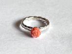 Ring zilver bloedkoraal Spinner, Verzenden, Zo goed als nieuw, Roze, Met edelsteen