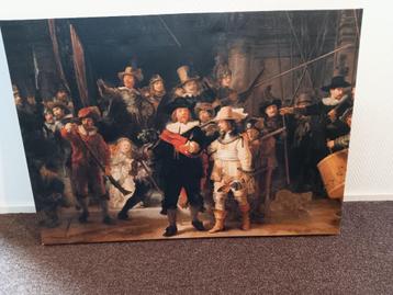 De nachtwacht op canvas, in houten frame beschikbaar voor biedingen