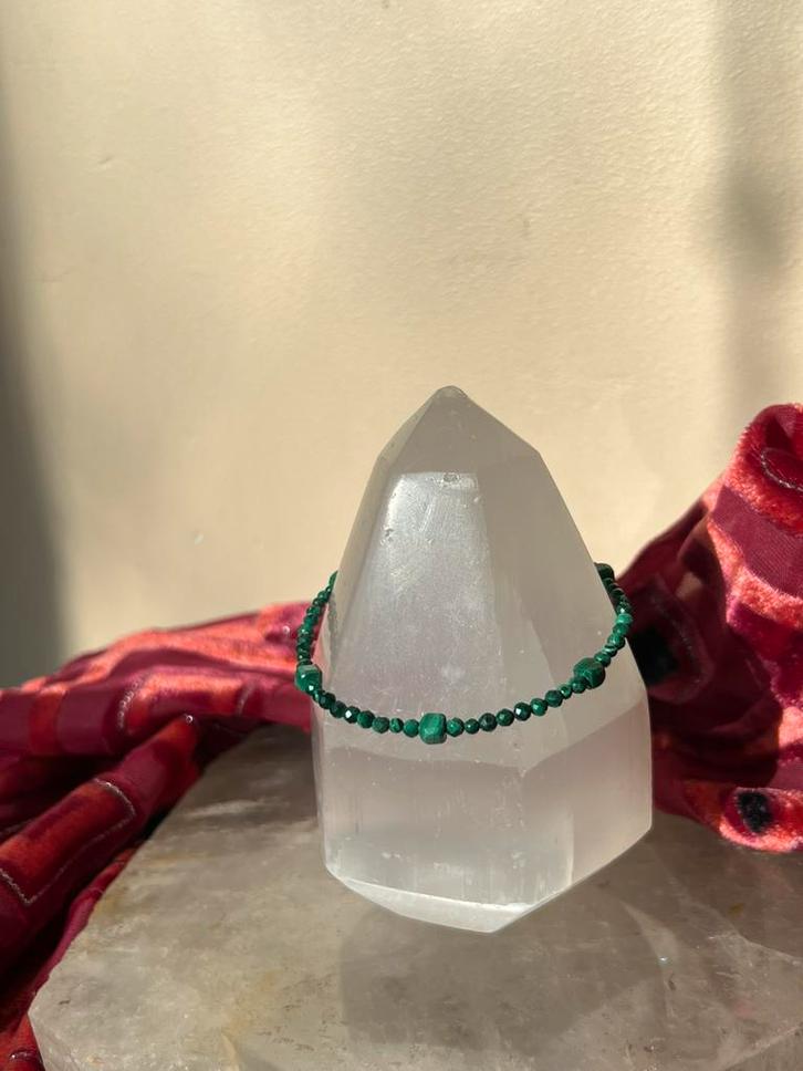 Malachiet beschermt geluk aura straling daadkracht magie TIP, Sieraden, Tassen en Uiterlijk, Armbanden, Nieuw, Elastiek, Groen