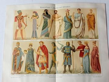 3 x Litho uit 1895 met kostuums  beschikbaar voor biedingen