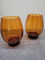 2 vintage Italiaanse Empoli glazen bokalen jr'70, Antiek en Kunst, Ophalen of Verzenden