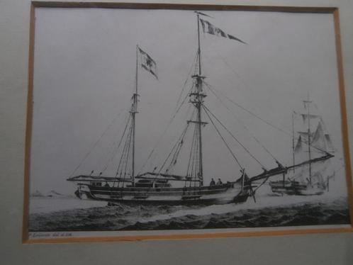 Mooie Litho van Schepen van Le COMPTE, Antiek en Kunst, Kunst | Litho's en Zeefdrukken, Ophalen of Verzenden