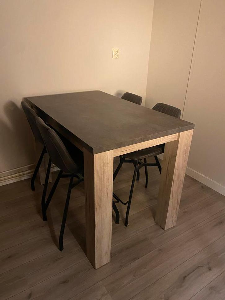 Hoge Eettafel met Stoelen, Huis en Inrichting, Tafels | Eettafels, Gebruikt, 100 tot 150 cm, 150 tot 200 cm, Vier personen, Rechthoekig