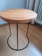 Tafeltje hout en metaal, Minder dan 55 cm, Rond, Zo goed als nieuw, Hout