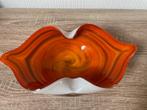 Vintage Murano Oranje Gevouwen Glazen Schaal, Antiek en Kunst, Ophalen of Verzenden