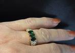 Gouden Vintage ring met smaragd, peridot en diamant.2025/640, Sieraden, Tassen en Uiterlijk, Ringen, ., Ophalen of Verzenden, Zo goed als nieuw