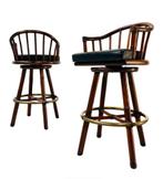 Vintage Bamboo Bar Stools by Hans Kaufeld for McGuire,1970s., Ophalen, Gebruikt, Met voetsteun, 90 cm of meer