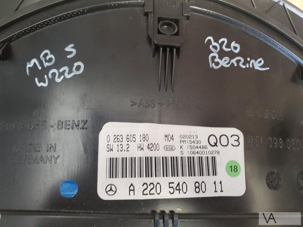 Mercedes S klasse W220 1998 -2005 tellerklok cockpit benzine, Ophalen of Verzenden, Gebruikt, Mercedes-Benz