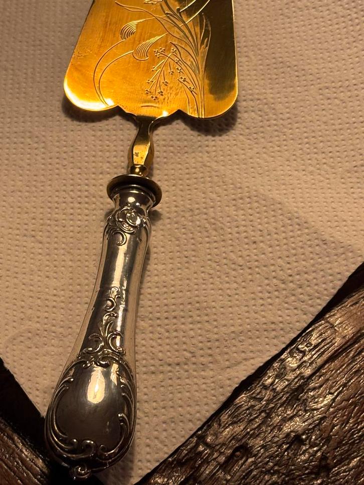 Antieke Taartschep met Zilveren Handvat, Antiek en Kunst, Antiek | Bestek, Ophalen of Verzenden