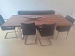 Grote eettafel - houten blad & metalen frame, Ophalen, Gebruikt, 200 cm of meer, 50 tot 100 cm