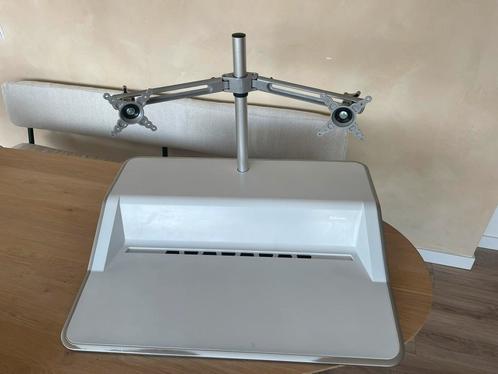 Fellowes Lotus Sit-Stand Workstation Dubble Monitor, Huis en Inrichting, Bureaus, Zo goed als nieuw, In hoogte verstelbaar, Ophalen