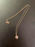 14 karaat gouden 585 ketting amethist edelsteen en strass, Sieraden, Tassen en Uiterlijk, Kettingen, Met edelsteen, Nieuw, Ophalen of Verzenden