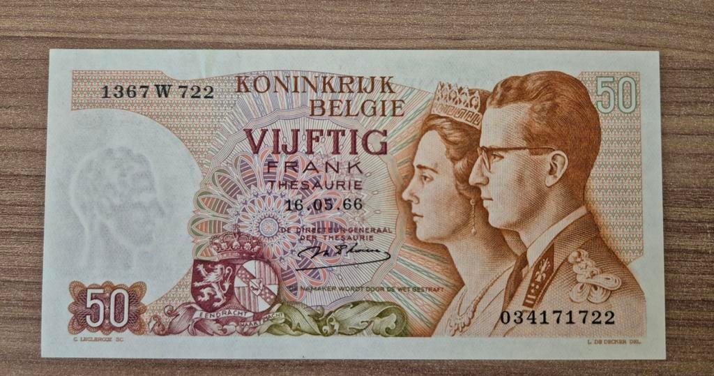 Bankbiljet België - 50 Frank 1966 - aUNC, Postzegels en Munten, Bankbiljetten | België, Ophalen of Verzenden, Los biljet