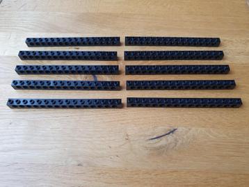 Partij J168=10x Nieuwe Lego stenen technic 1x16 Zwart beschikbaar voor biedingen
